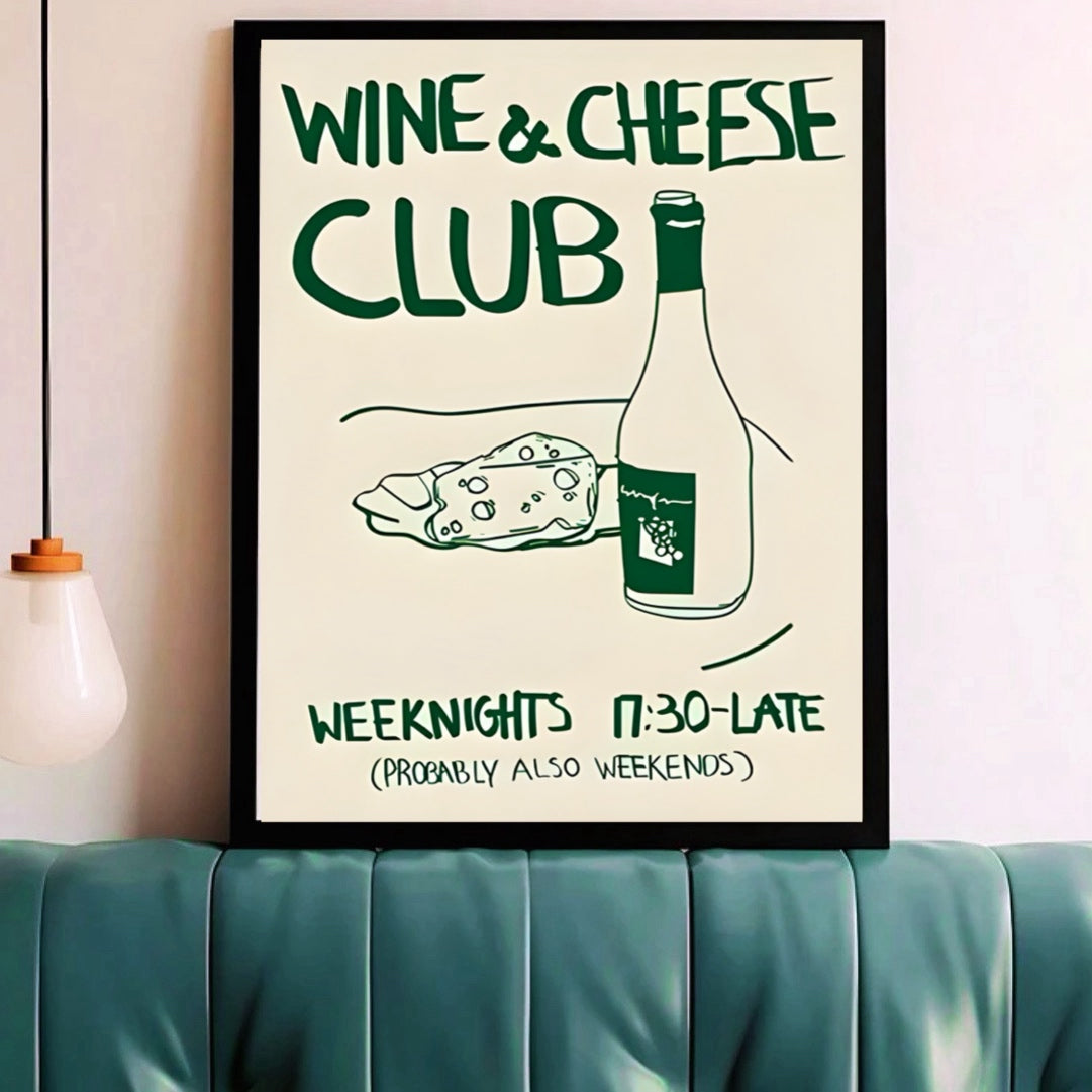 Wine & Cheese Club Green Print