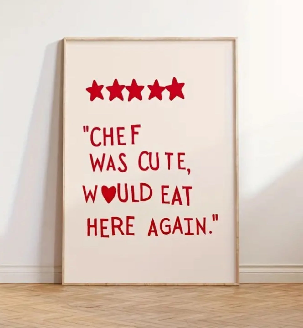 Chef Was Cute Red Print