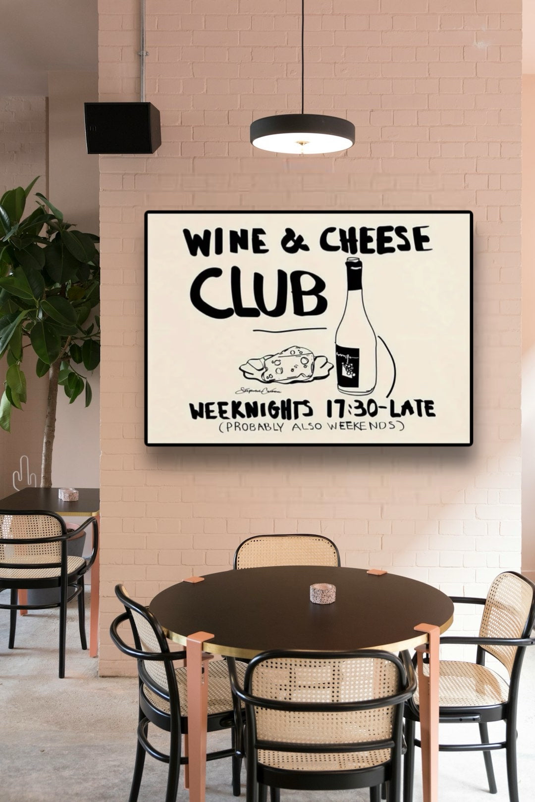 Wine & Cheese Club Print (Black)