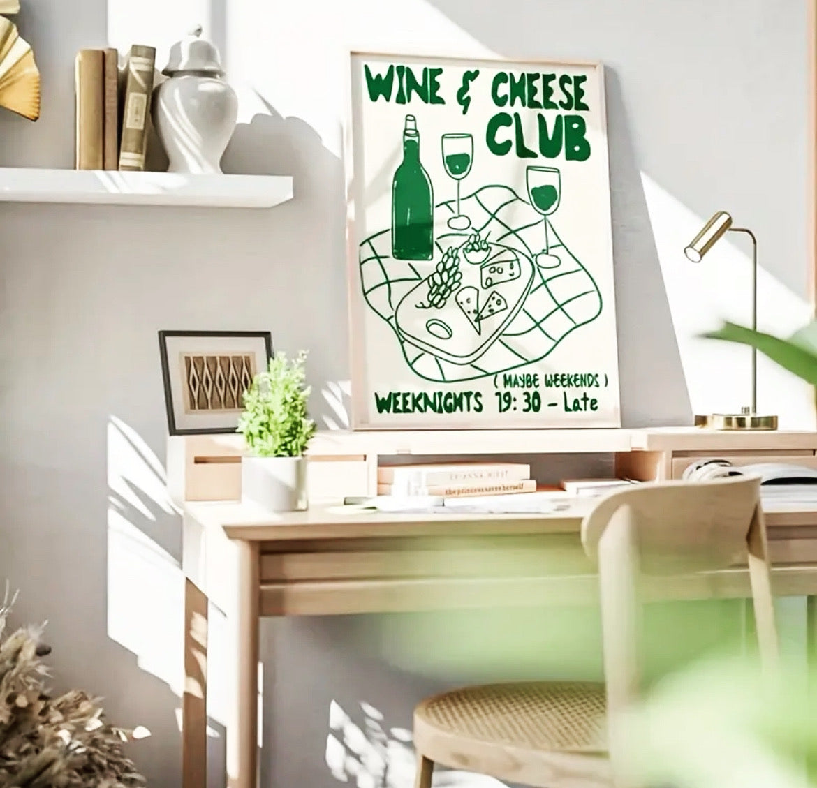 Wine & Cheese Club Green Print II