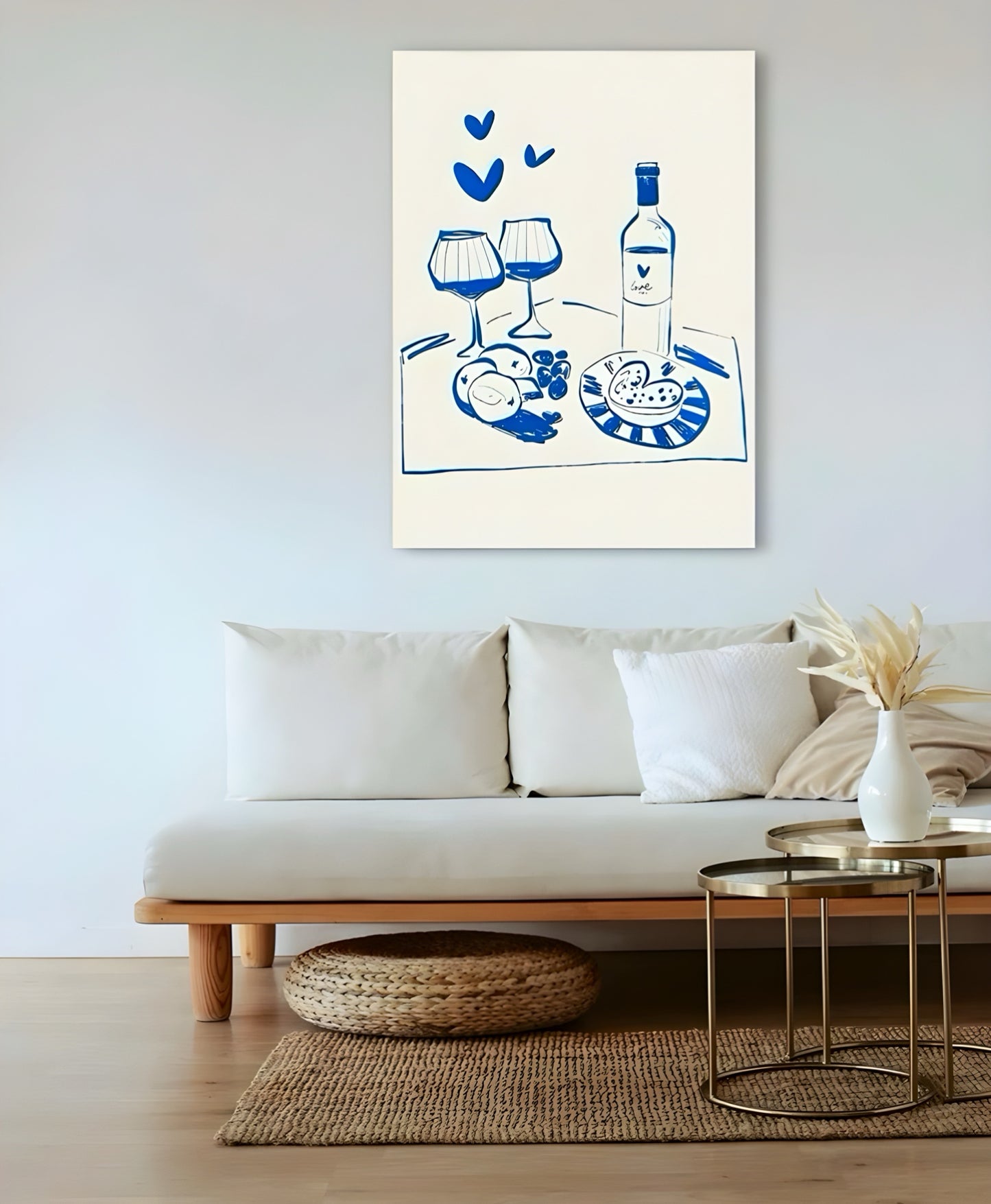 Hand-Drawn Blue Vino Print