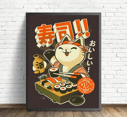 Vintage Japanese Sushi Cat Prinr